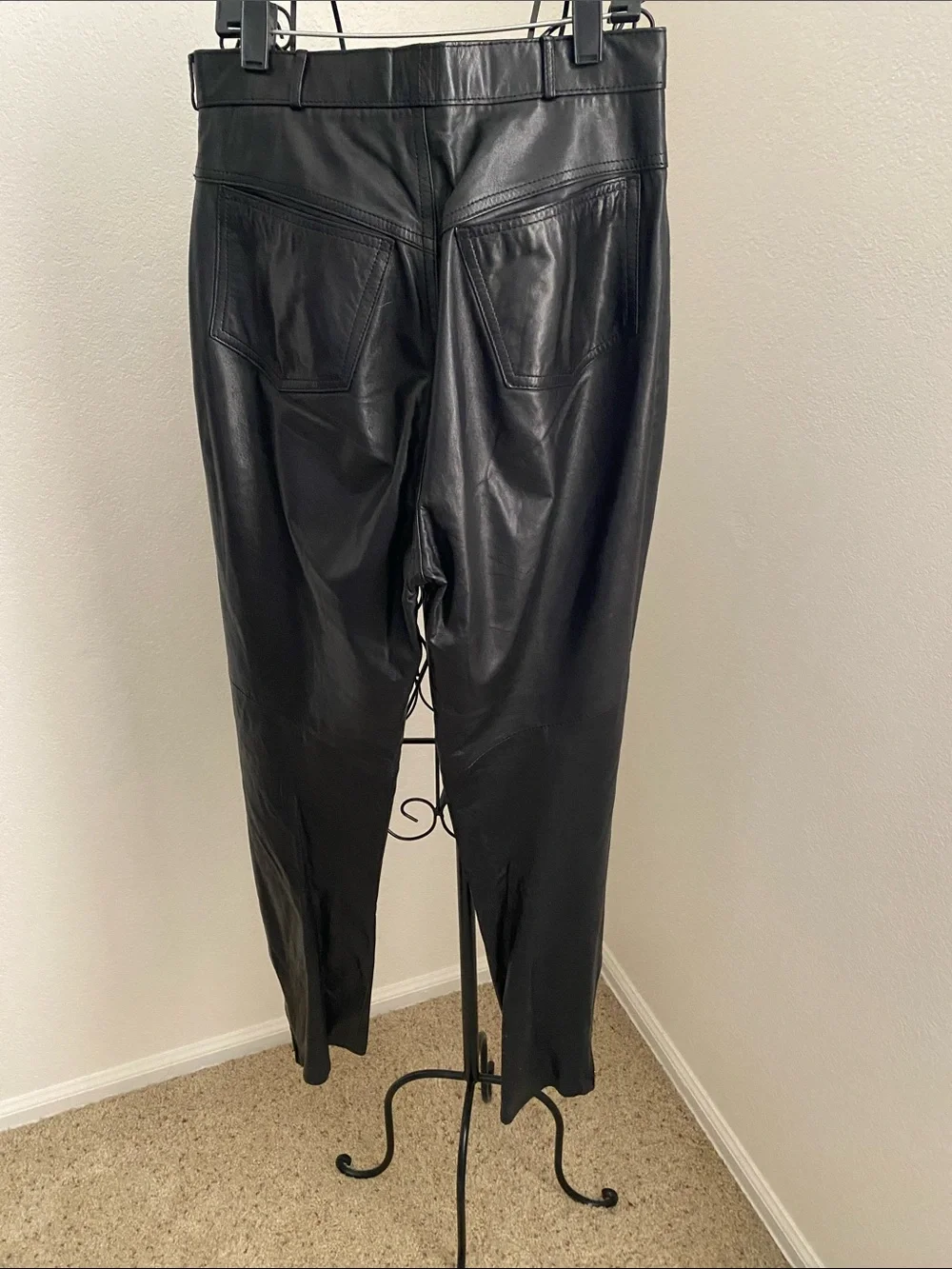 Wilson Black Slim Straight Leather Jeans
